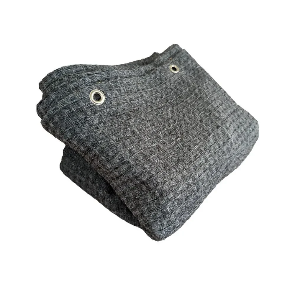 MARLED CHARCOAL GRAY WOVEN, FABRIC SHOWER CURTAIN, WAFFLED/BASKET WEAVE! SZ- STD